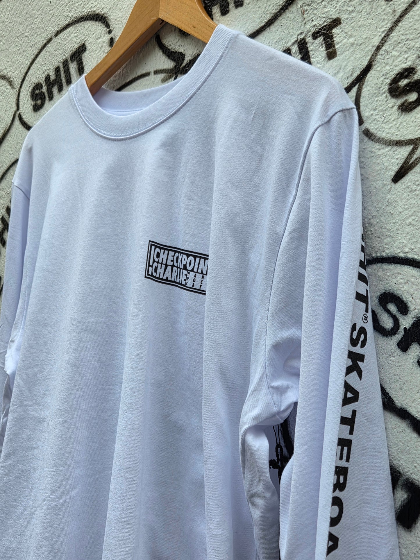 SHIT® X CHECKPOINT, Longsleeve, Wht/Blk