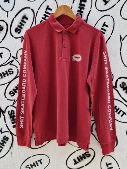 SHIT® LONGSLEEVE PIQUE T-SHIRT, BURGUNDY