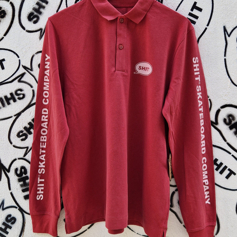 SHIT® LONGSLEEVE PIQUE T-SHIRT, BURGUNDY