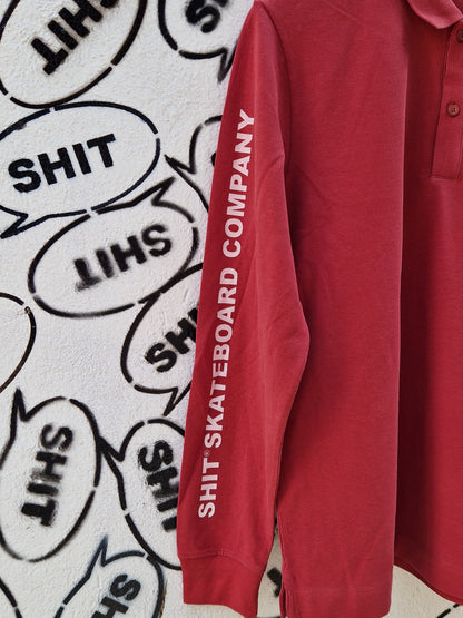 SHIT® LONGSLEEVE PIQUE T-SHIRT, BURGUNDY