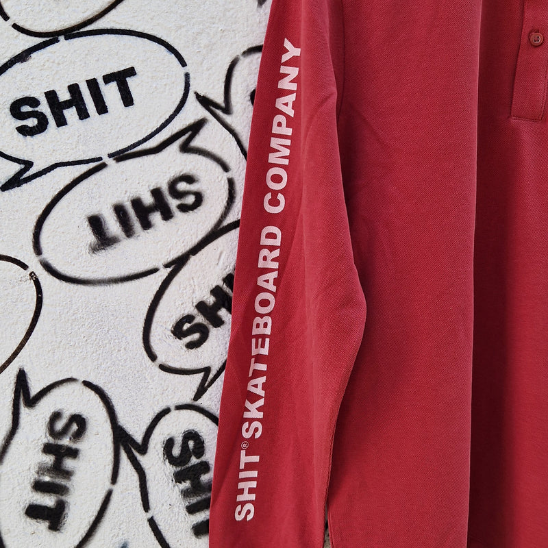 SHIT® LONGSLEEVE PIQUE T-SHIRT, BURGUNDY