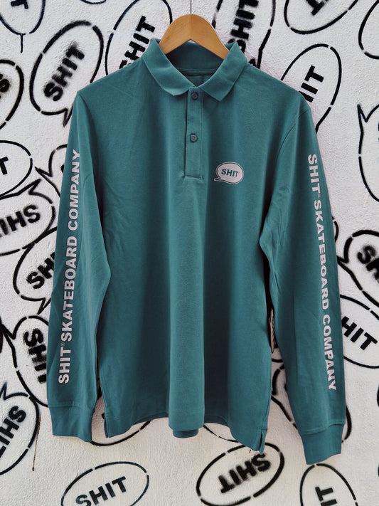 SHIT® LONGSLEEVE PIQUE T-SHIRT, OCEANGREEN