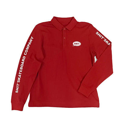 SHIT® LONGSLEEVE PIQUE T-SHIRT, BURGUNDY