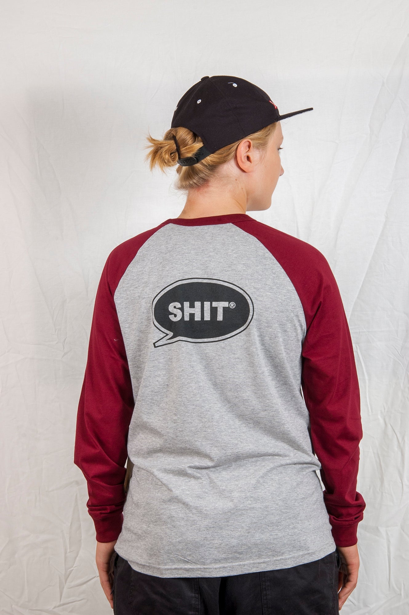SHIT® Longsleeve, Classic TB LOGO, Greymelange/Burgundy