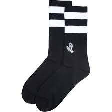 Santa Cruz Socks Mini Mono Hand Stripe Sock Black O/S ADULT